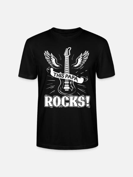 Guitar Guitar Papa Rocks - Stanley/Stella CRAFTER Unisex Organic T-Shirt - black