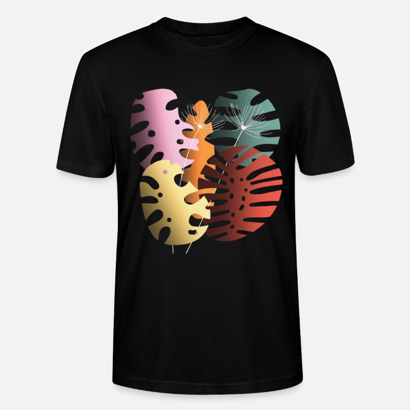 Monstera-Blätter Boho-Design Boho-Monstera - Stanley/Stella Unisex Bio-T-Shirt CRAFTER - Schwarz
