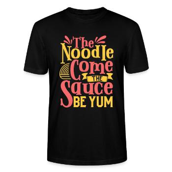 Atheistic Atheism Flying Spaghetti - Stanley/Stella CRAFTER Unisex Organic T-Shirt - black - Front - Alina (178cm) & Michal (187cm)