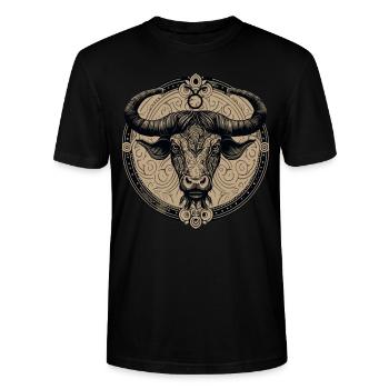 Zodiac Sign Taurus Horoscope Mandala Bull Astrolog - Stanley/Stella Unisex Bio-T-Shirt CRAFTER - Schwarz - Vorne - Alina (178cm) & Michal (187cm)