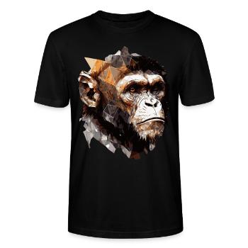 Geometric Monkey Head Abstract Polygonal Wild Anim - Stanley/Stella Unisex Bio-T-Shirt CRAFTER - Schwarz - Vorne - Alina (178cm) & Michal (187cm)