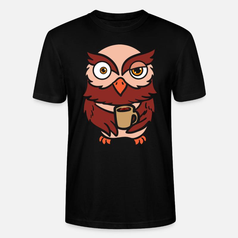 Tier Kaffee Eulenflüsterer - Stanley/Stella Unisex Bio-T-Shirt CRAFTER - Schwarz
