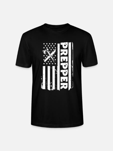 USA Flag Prepper Outfit - Stanley/Stella CRAFTER Unisex Organic T-Shirt - black