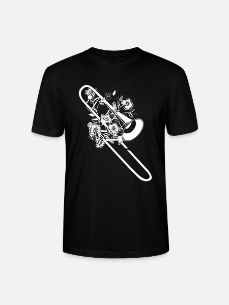 Minstrel Procession Trombone Flowers - Stanley/Stella CRAFTER Unisex Organic T-Shirt - black
