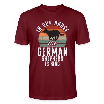 German Shepherd Gifts - Stanley/Stella CRAFTER Unisex Organic T-Shirt - burgundy - Front - Alina (178cm) & Michal (187cm)