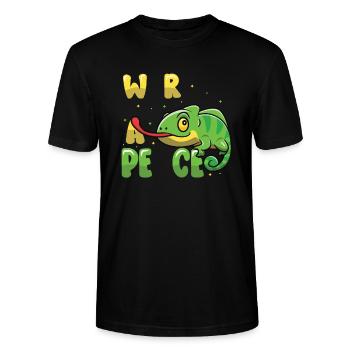 Caméléon de la Paix, Mouvement pour la Paix - T-shirt bio CRAFTER Stanley Stella Unisexe - noir - Devant - Alina (178cm) & Michal (187cm)