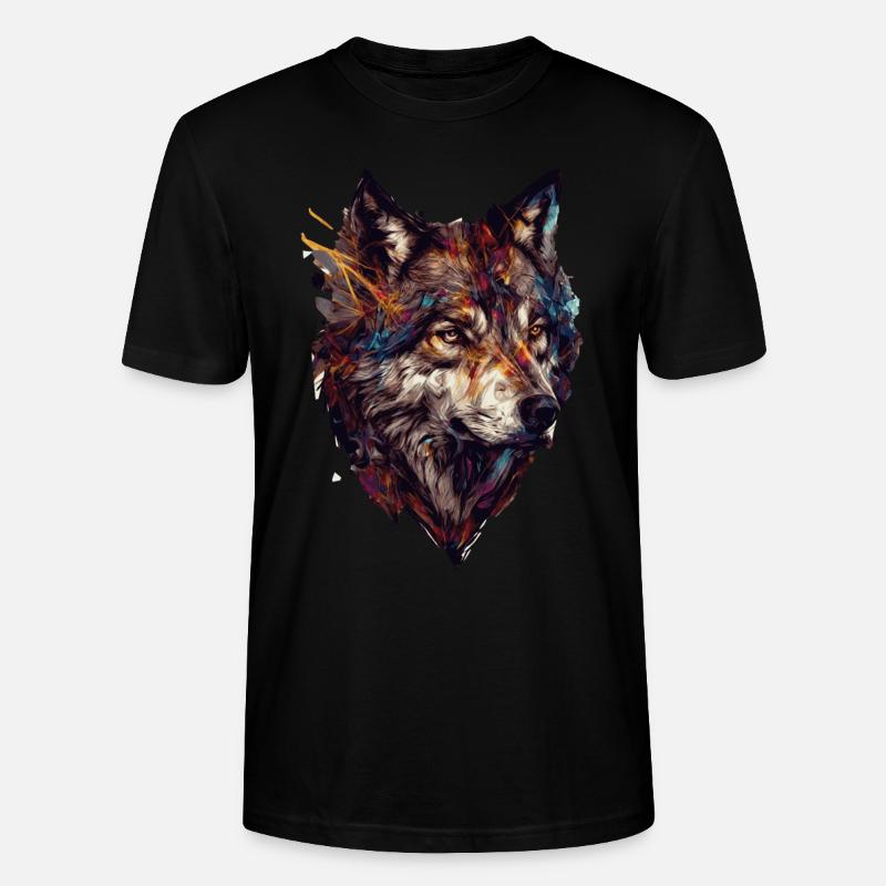 Polygonale abstrait géométrique Wolf Head - T-shirt bio CRAFTER Stanley Stella Unisexe - noir