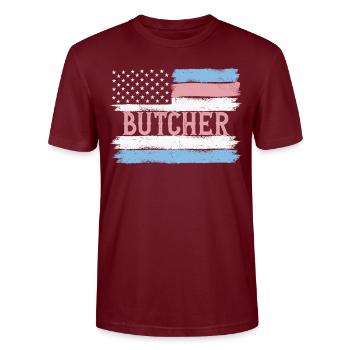 Idée cadeau du chef américain Pride Slaughter - T-shirt bio CRAFTER Stanley Stella Unisexe - bordeaux - Devant - Alina (178cm) & Michal (187cm)