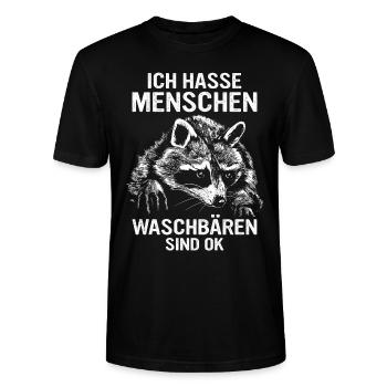 Waschbär Tier Barbados-Waschbär - Stanley/Stella Unisex Bio-T-Shirt CRAFTER - Schwarz - Vorne - Alina (178cm) & Michal (187cm)