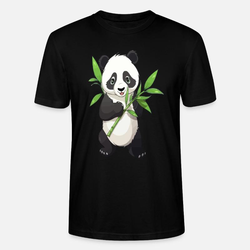 Panda mit Bambus - Stanley/Stella Unisex Bio-T-Shirt CRAFTER - Schwarz