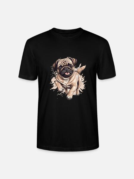 Cute Pug Little Dog - Stanley/Stella CRAFTER Unisex Organic T-Shirt - black