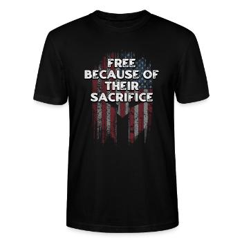 Libres à cause de leur sacrifice fiers patriotiques - T-shirt bio CRAFTER Stanley Stella Unisexe - noir - Devant - Alina (178cm) & Michal (187cm)