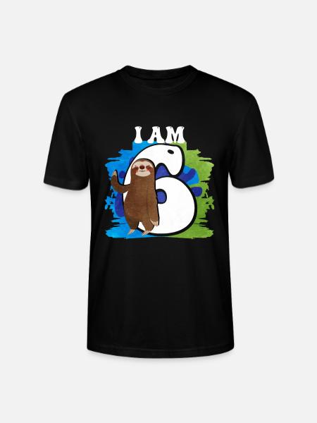 I am 6 sloth - Stanley/Stella CRAFTER Unisex Organic T-Shirt - black