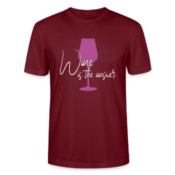Wein Antwort Spruch - Stanley/Stella Unisex Bio-T-Shirt CRAFTER - Burgunderrot - Vorne - Alina (178cm) & Michal (187cm)