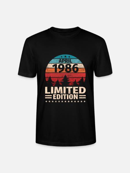 37-årsdag April Årgång 1986 Vintage - Ekologisk T-shirt CRAFTER unisex från Stanley/Stella - svart