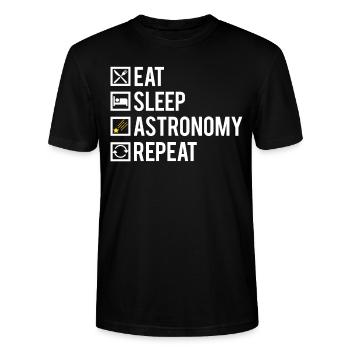 Eat sleep astronomy repeat humour - T-shirt bio CRAFTER Stanley Stella Unisexe - noir - Devant - Alina (178cm) & Michal (187cm)