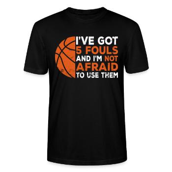 Hoops Basketball Player Streetball Hooping 5 Fouls - Stanley/Stella CRAFTER Unisex Organic T-Shirt - black - Front - Alina (178cm) & Michal (187cm)
