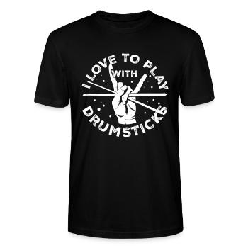 I Love To Play With Drumsticks - Drum Player Drumm - Stanley/Stella Unisex Bio-T-Shirt CRAFTER - Schwarz - Vorne - Alina (178cm) & Michal (187cm)