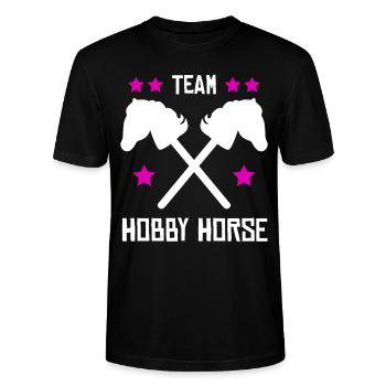 Hobby Horse Team Hobby Horsing - Stanley/Stella Unisex Bio-T-Shirt CRAFTER - Schwarz - Vorne - Alina (178cm) & Michal (187cm)