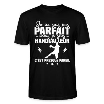 Pas parfait mais handballeur - T-shirt bio CRAFTER Stanley Stella Unisexe - noir - Devant - Alina (178cm) & Michal (187cm)