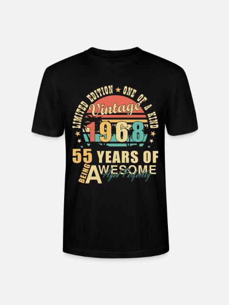 1968 55th anniversary gift - Stanley/Stella CRAFTER Unisex Organic T-Shirt - black