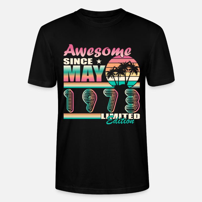 Né en 1973 Mai - T-shirt bio CRAFTER Stanley Stella Unisexe - noir