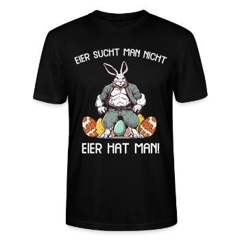 Eier sucht man nicht Eier hat man Hase Ostern - Stanley/Stella Unisex Bio-T-Shirt CRAFTER - Schwarz - Vorne - Alina (178cm) & Michal (187cm)