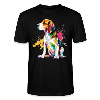 Watercolor Beagle Cute Colorful Pet Dog - Stanley/Stella Unisex Bio-T-Shirt CRAFTER - Schwarz - Vorne - Alina (178cm) & Michal (187cm)