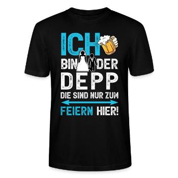 Junggesellenabschied Bräutigam T-Shirt JGA Männer - Stanley/Stella Unisex Bio-T-Shirt CRAFTER - Schwarz - Vorne - Alina (178cm) & Michal (187cm)