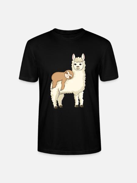Funny sloth riding llama - Stanley/Stella CRAFTER Unisex Organic T-Shirt - black