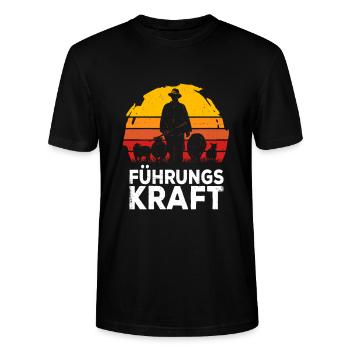 FÜHRUNGSKRAFT SCHAFE HIRTE LANDWIRT BAUER SCHÄFER - Stanley/Stella Unisex Bio-T-Shirt CRAFTER - Schwarz - Vorne - Alina (178cm) & Michal (187cm)