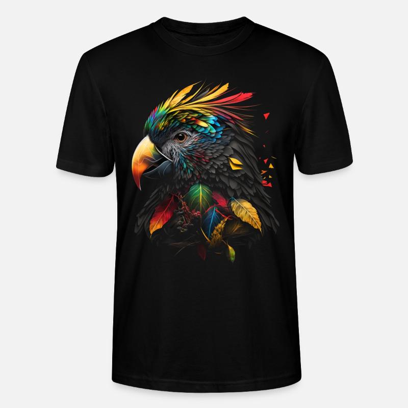 Papagei Vogel Bunt Vogelmotiv Geschenk Tier - Stanley/Stella Unisex Bio-T-Shirt CRAFTER - Schwarz