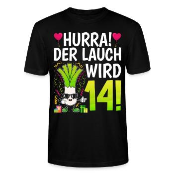 Hurra der Lauch wird 14 - Stanley/Stella Unisex Bio-T-Shirt CRAFTER - Schwarz - Vorne - Alina (178cm) & Michal (187cm)