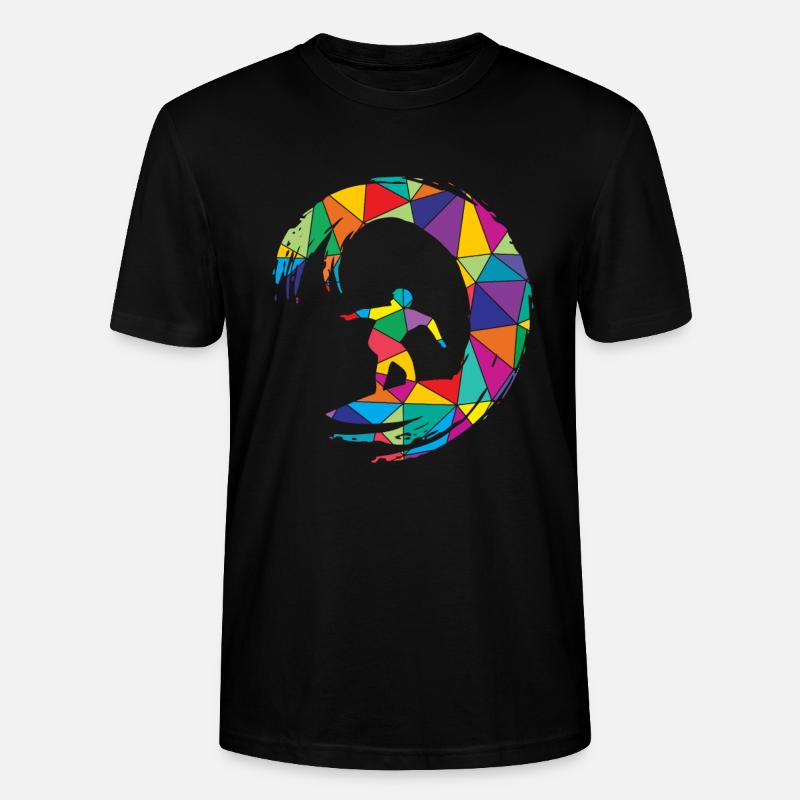 Low Poly Surfer Polygon Surfen - Stanley/Stella Unisex Bio-T-Shirt CRAFTER - Schwarz