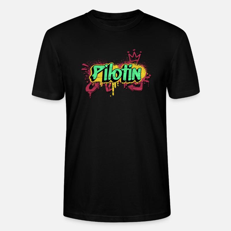Flugzeug Graffiti-Art Pilotin - Stanley/Stella Unisex Bio-T-Shirt CRAFTER - Schwarz