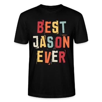 Best Jason Ever Popular Retro Birth Names Jason - Stanley/Stella CRAFTER Unisex Organic T-Shirt - black - Front - Alina (178cm) & Michal (187cm)