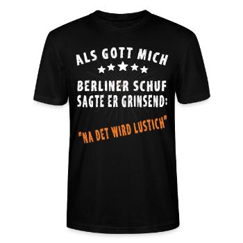Lustige Berliner Sprüche - Stanley/Stella Unisex Bio-T-Shirt CRAFTER - Schwarz - Vorne - Alina (178cm) & Michal (187cm)