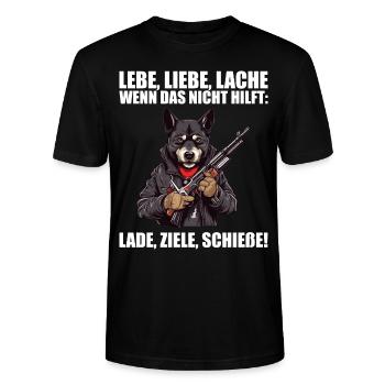 Lebe Liebe Lache Wenn das nicht hilft lade ziele - Stanley/Stella Unisex Bio-T-Shirt CRAFTER - Schwarz - Vorne - Alina (178cm) & Michal (187cm)