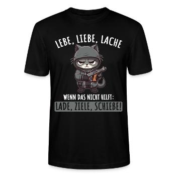Lebe Liebe Lache Wenn das nicht hilft lade ziele - Stanley/Stella Unisex Bio-T-Shirt CRAFTER - Schwarz - Vorne - Alina (178cm) & Michal (187cm)