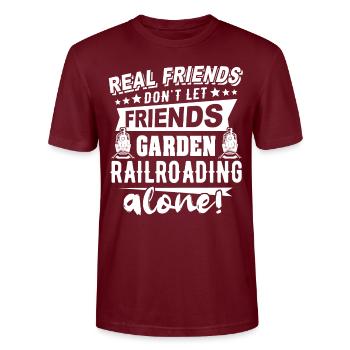 Garden Railway Gauge G Model Railway - Stanley/Stella CRAFTER Unisex Organic T-Shirt - burgundy - Front - Alina (178cm) & Michal (187cm)