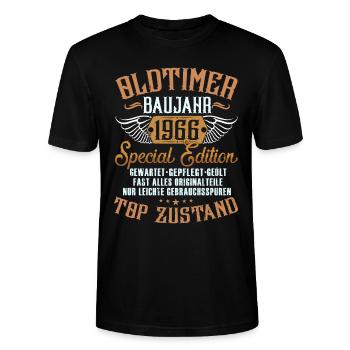 Oldtimer Baujahr 1966 geboren Geburtstag Spruch - Stanley/Stella Unisex Bio-T-Shirt CRAFTER - Schwarz - Vorne - Alina (178cm) & Michal (187cm)