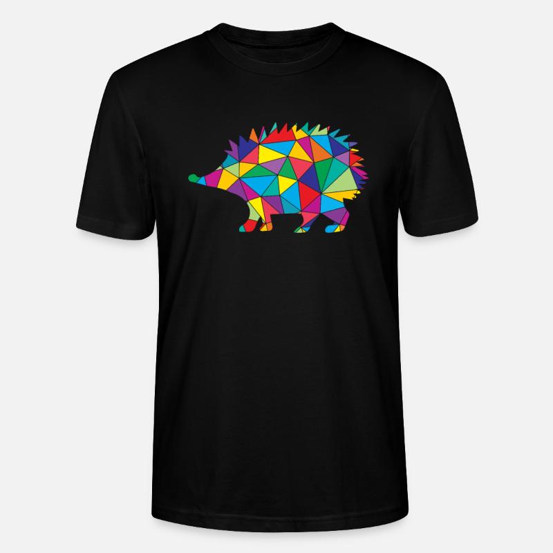 Hérisson Polygone Low Poly Animal - T-shirt bio CRAFTER Stanley Stella Unisexe - noir