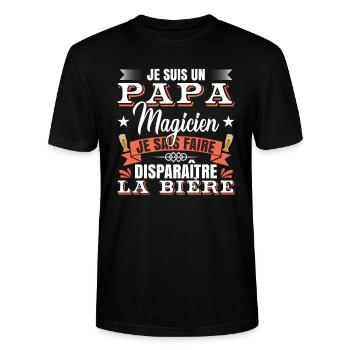 Papa Humour Bière - T-shirt bio CRAFTER Stanley Stella Unisexe - noir - Devant - Alina (178cm) & Michal (187cm)