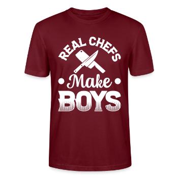 Real Chef Make Boys Cooking Chef Knives Kitchen Fo - Stanley/Stella CRAFTER Unisex Organic T-Shirt - burgundy - Front - Alina (178cm) & Michal (187cm)