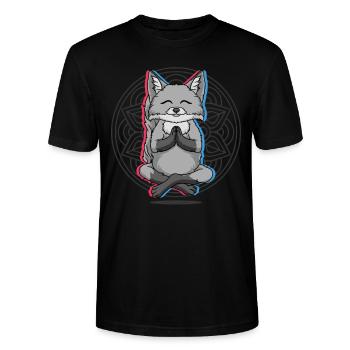 Namaste Fuchs Mandala Lotus Meditation Fuchs - Stanley/Stella Unisex Bio-T-Shirt CRAFTER - Schwarz - Vorne - Alina (178cm) & Michal (187cm)