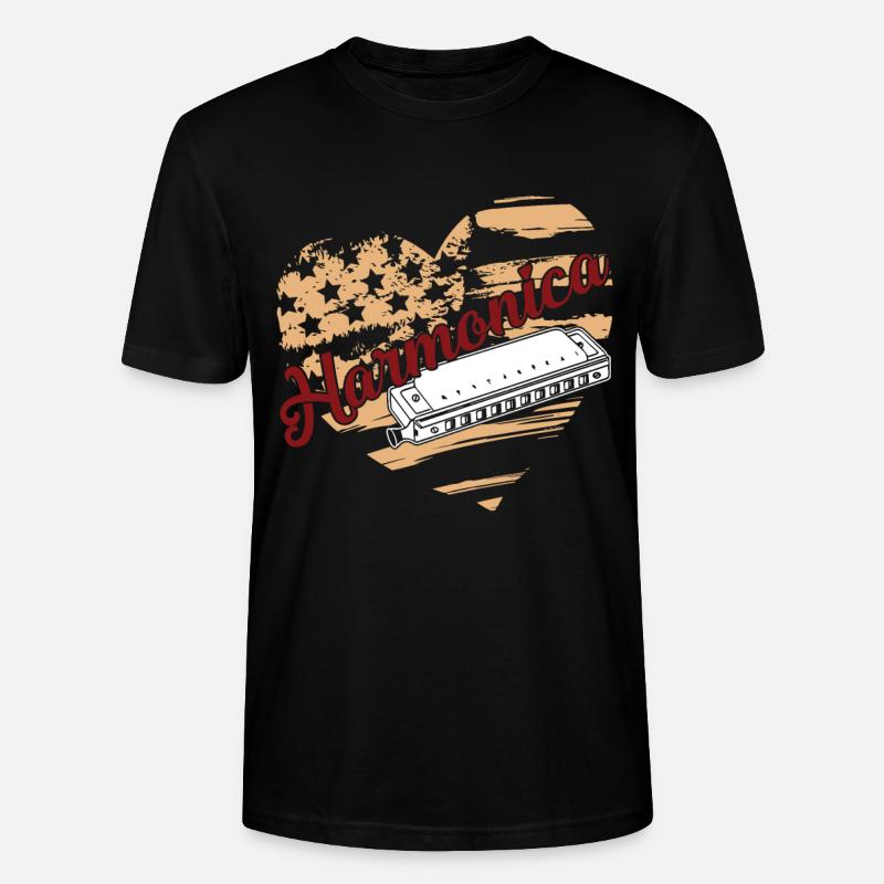 Harmonica Harmonica Flag - Stanley/Stella CRAFTER Unisex Organic T-Shirt - black
