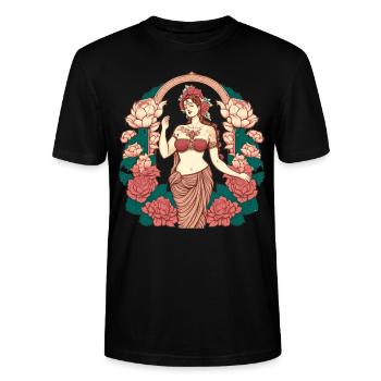 Lakshmi Richesse Déesse Lotus Fleur Divinité Hindoue Sh - T-shirt bio CRAFTER Stanley Stella Unisexe - noir - Devant - Alina (178cm) & Michal (187cm)