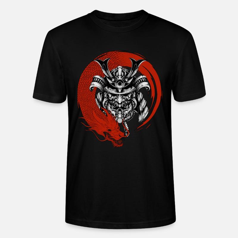 Samurai und Drache - Stanley/Stella Unisex Bio-T-Shirt CRAFTER - Schwarz