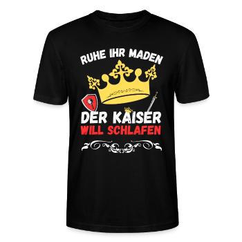 Ruhe ihr Maden der Kaiser will schlafen - Stanley/Stella Unisex Bio-T-Shirt CRAFTER - Schwarz - Vorne - Alina (178cm) & Michal (187cm)