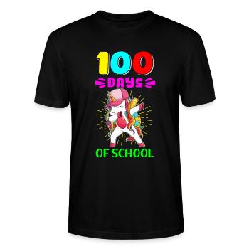 100 jours d’école Cadeau étudiant pour les enfants de l’école - T-shirt bio CRAFTER Stanley Stella Unisexe - noir - Devant - Alina (178cm) & Michal (187cm)
